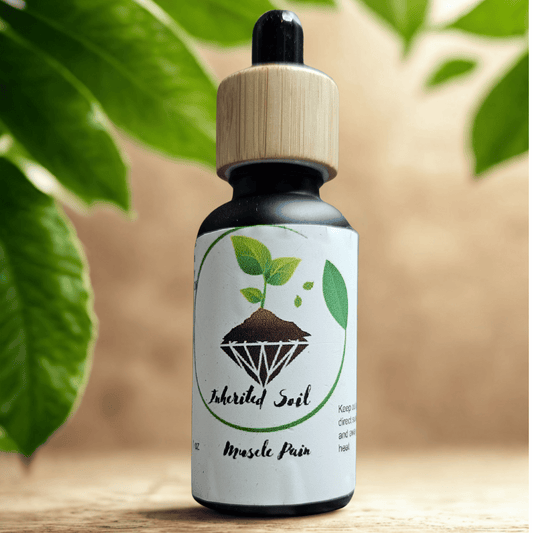 herbal pain relief oil applied to sore muscles, back, neck