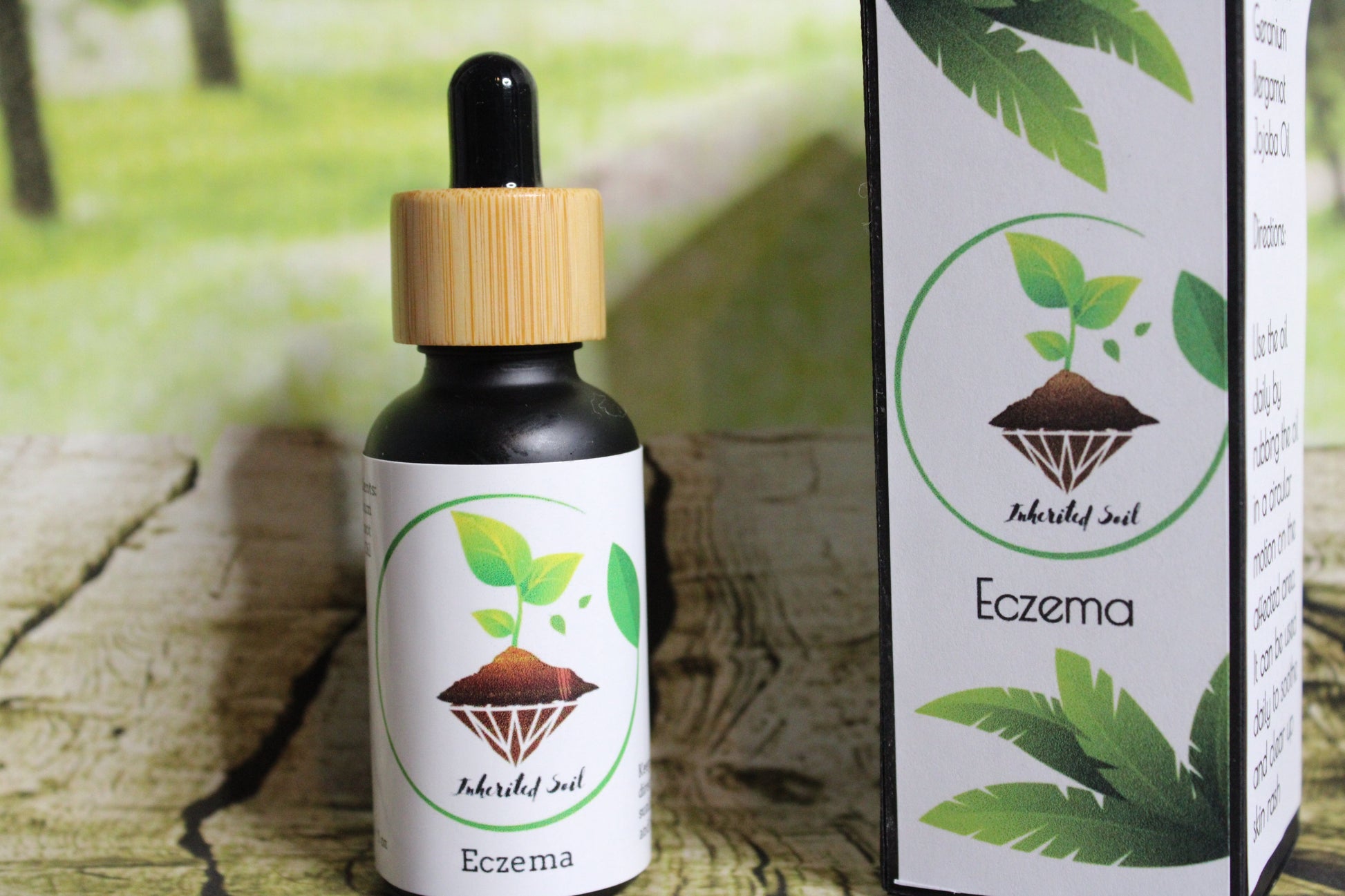 eczema natural relief oil in a 1 oz bottle from inherited soil