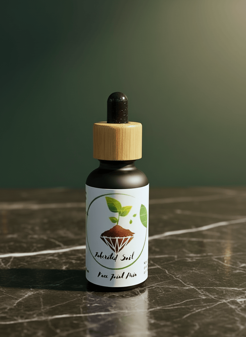 bottle of natural pain relief oil-Inherited soil herbal oil for sore joints 